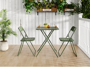 Salon de jardin bistrot pliant 3 pièces 60 x 60 cm – vert – acier e-coating, table et 2 chaises pratiques