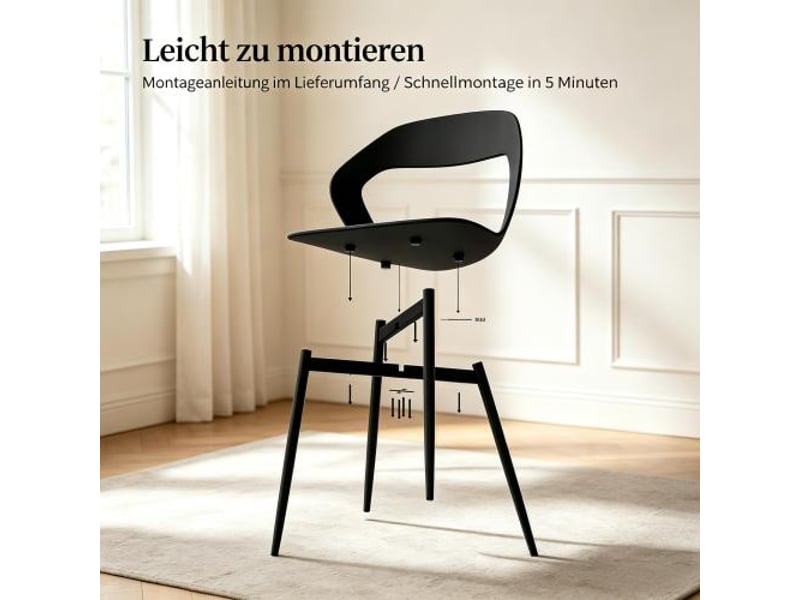  Ensemble de 4 chaises de salle à manger design moderne – dossier ergonomique et piètement élancé  - Conforama D