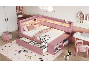 Lit banquette 90x200 cm SOGEU coloris rose