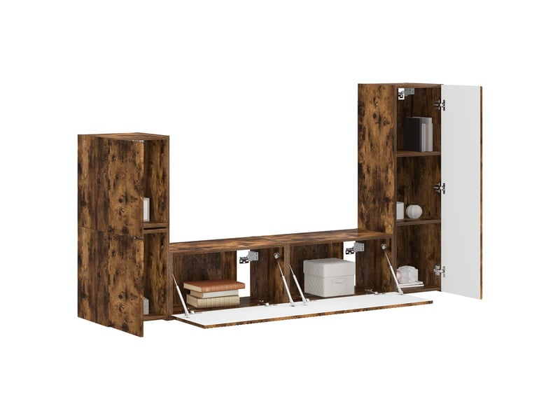  Ensemble meuble tv - banc tv - meuble de rangement 4 pcs chêne fumé bois d'ingénierie  - Conforama C