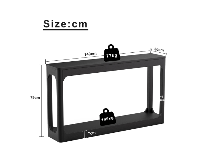 Schwartz table d'appoint courbée 140 cm, rangement double niveau, idéale derrière le canapé, entrée et couloir - Conforama C