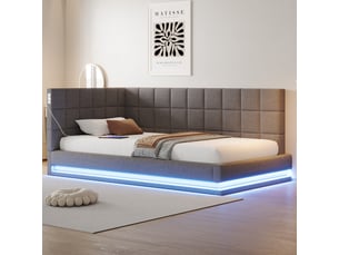 Lit banquette 90x200 cm <strong></strong>  <strong>Fay Lum</strong> coloris gris