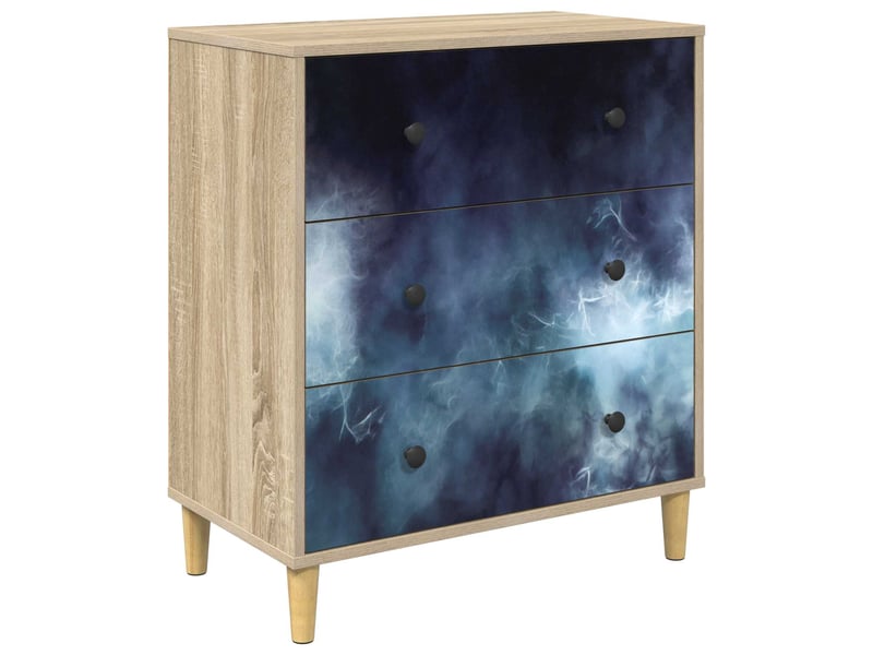  Commode chambre, meuble de rangement raalte impression marbre bleu 66x36,5x75 cm sonoma  - Conforama A
