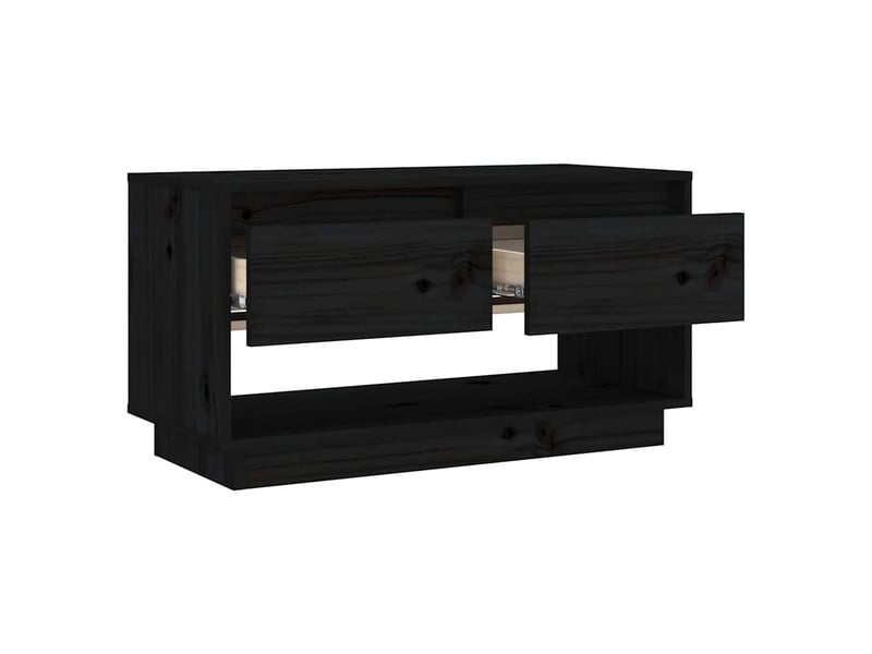  Meuble tv - banc tv - meuble de rangement noir 74x34x40 cm bois de pin massif  - Conforama D