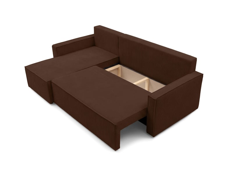  Farah - canapé d'angle reversible convertible 4 places accoudoirs slim velours cotelé  - Conforama D