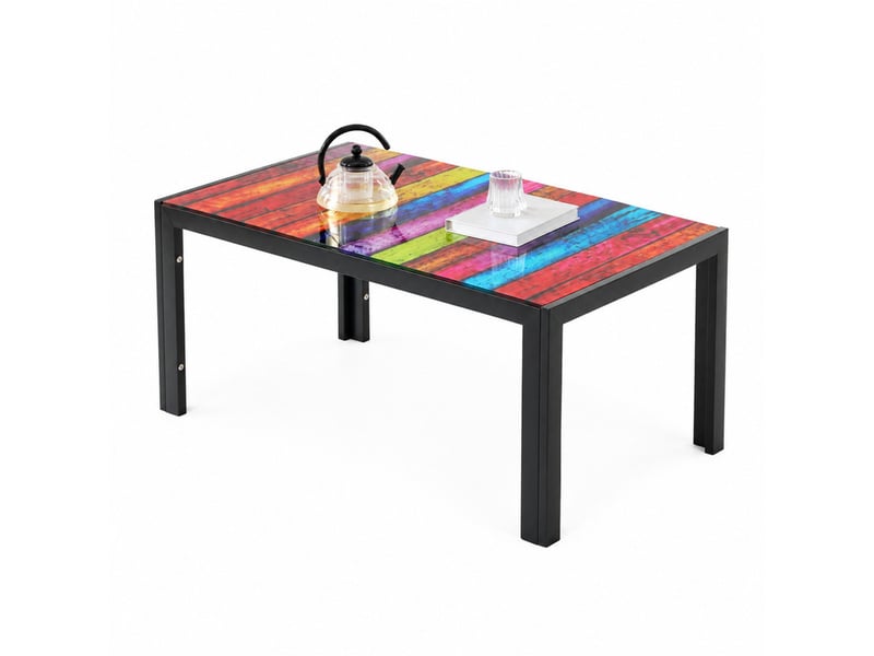 Table basse 100x60x45 cm en verre trempé et métal noire chicfurn - Conforama A