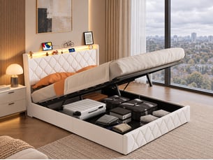 Lit coffre 160x200 cm YYXLDYNB coloris blanc