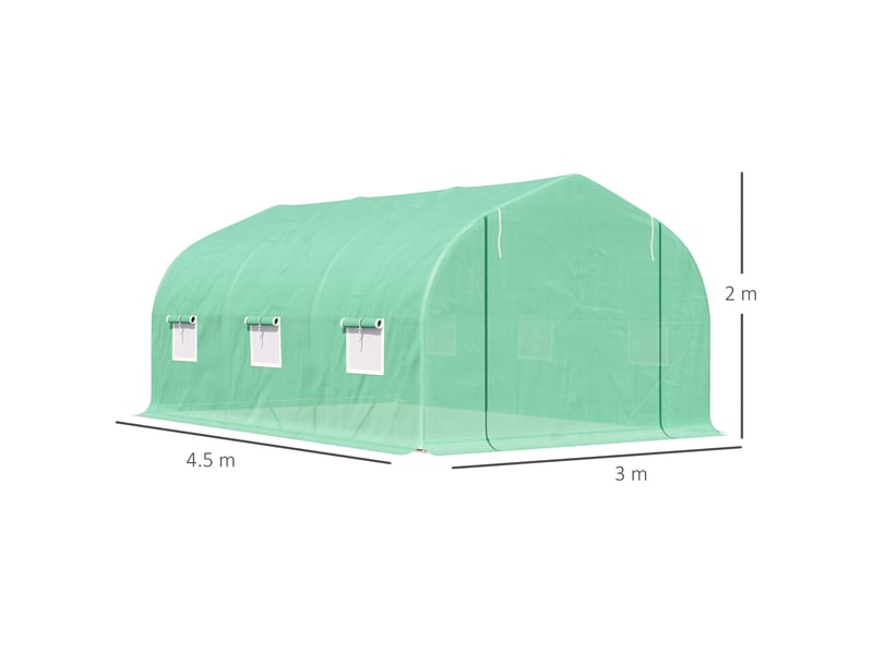  Serre 450x300x205 cm avec fenêtres enroulables verte  - Conforama E