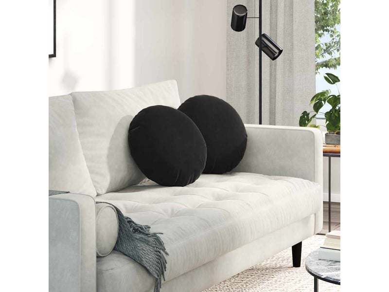  Lot de 2 coussins de siège, coussins décoratifs noir ø 40 x 13 cm velours cf59935  - Conforama B