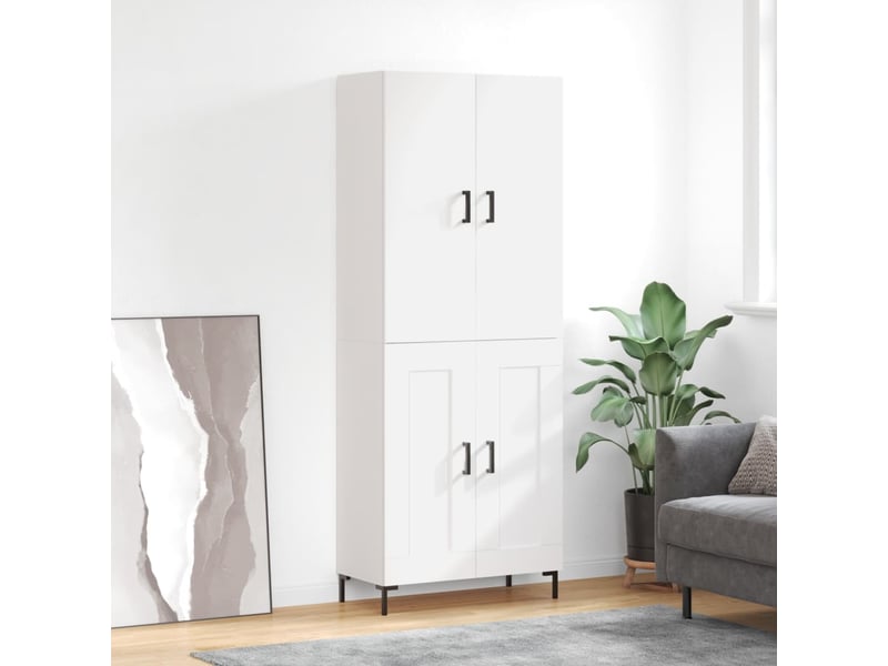  Buffet haut - bahut - meuble de rangement blanc 69,5x34x180 cm bois d'ingénierie  - Conforama B