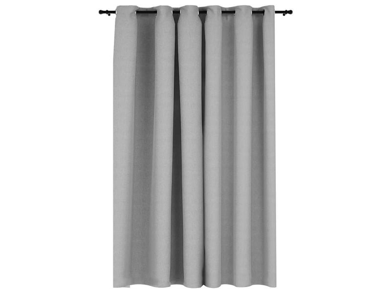  Rideau occultant, rideau black-out aspect de lin avec œillets gris 290x245 cm cf43941  - Conforama A