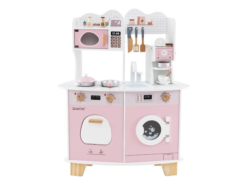 Set de cuisine en bois pour enfants 70 x 30 x 88 cm ludique et éducatif design moderne en mdf rose 20_0018915  - Conforama A