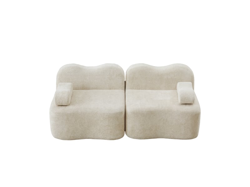  Canapé modulaire 2 places sans armature avec assise profonde et accoudoirs mobiles en velours beige  - Conforama A