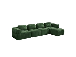 Canapé 4 places - 344x162x67cm - canapé d'angle modulaire en l avec pouf repose-pieds en mousse 32d sans cadre - vert