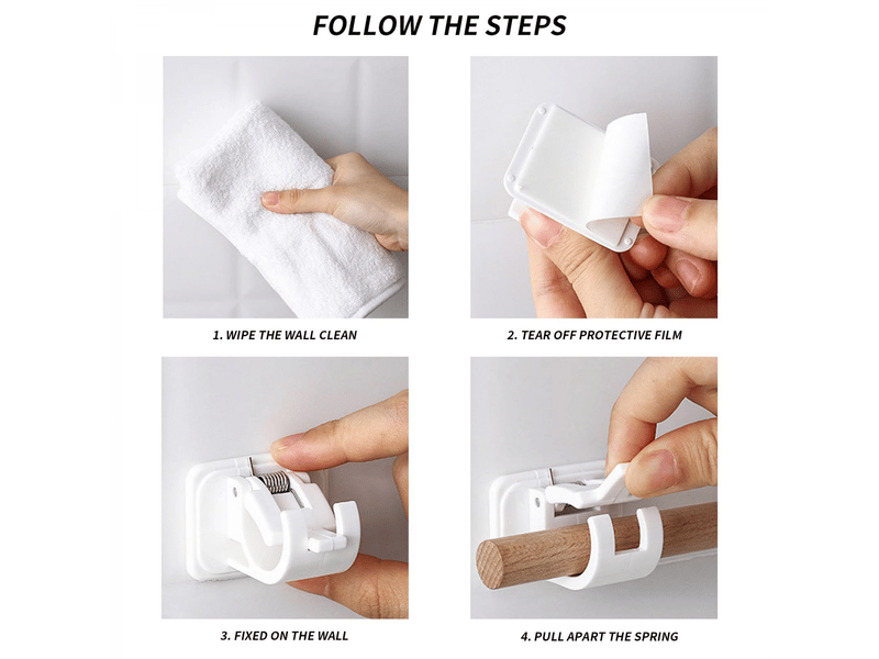 Lot de 4 supports muraux autocollants pour tringles à rideaux, support tringle rideaux sans percage,pour tringle de moins de 2.2 cm diamètre - Conforama E