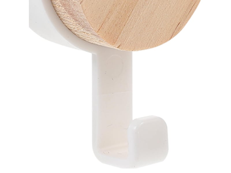  Lot de 10 crochets adhésifs en bois à tête ronde - muraux autocollants pour suspendre manteaux, sacs, parapluies, blanc  - Conforama B