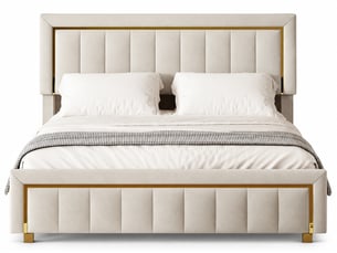Lit coffre 140x190 cm <strong></strong>  <strong></strong> coloris beige