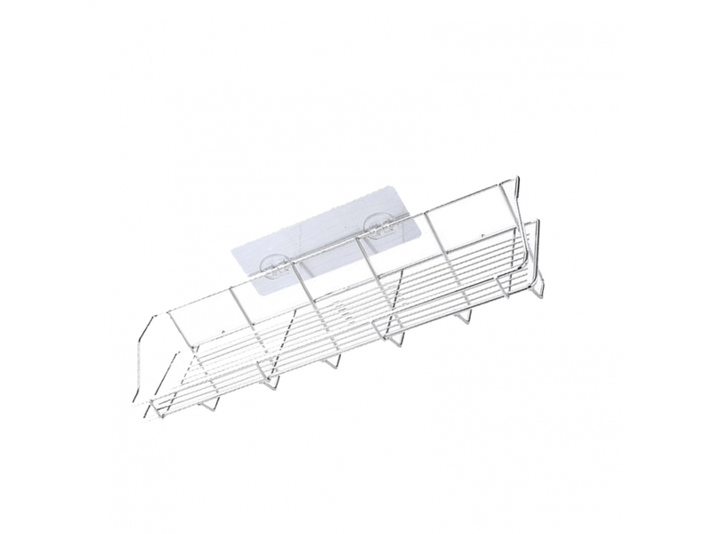  Étagère de rangement de salle de bain en acier inoxydable de grande capacité, étagère murale peu encombrante avec crochets rectangulaires  - Conforama E