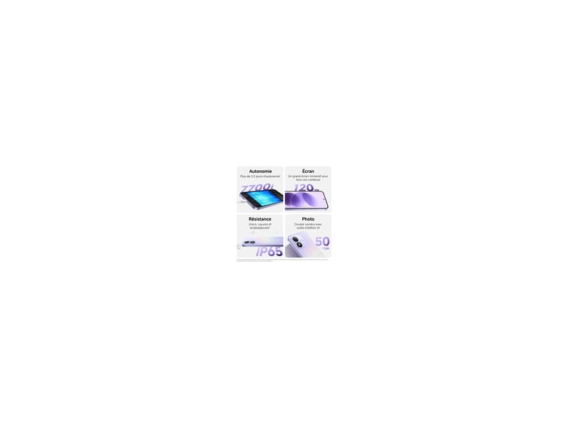 Smartphone 5g 6.99 amoled violet 128 go 6 go android 16 8306605 - Conforama C