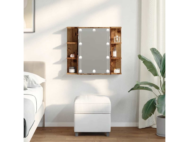  Armoire à miroir avec led vieux bois 70x16.5x60 cm  - Conforama C
