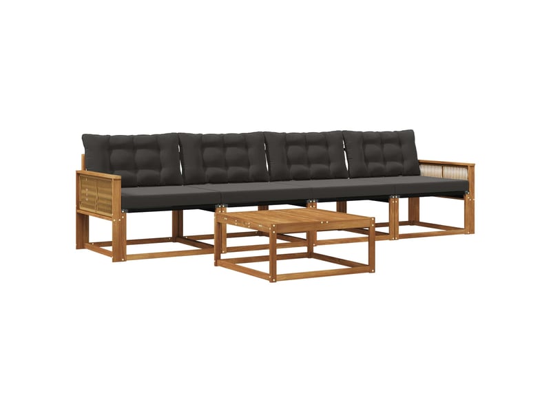  Vidaxl ensemble de canapés d'extérieur 5 pcs naturel et noir  - Conforama A