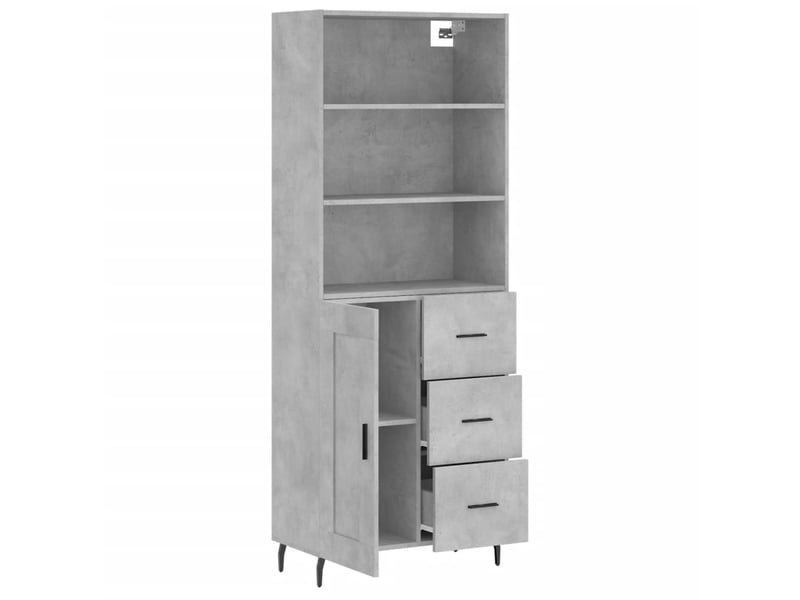  Buffet haut - bahut - meuble de rangement gris béton 69,5x34x180 cm bois d'ingénierie  - Conforama D