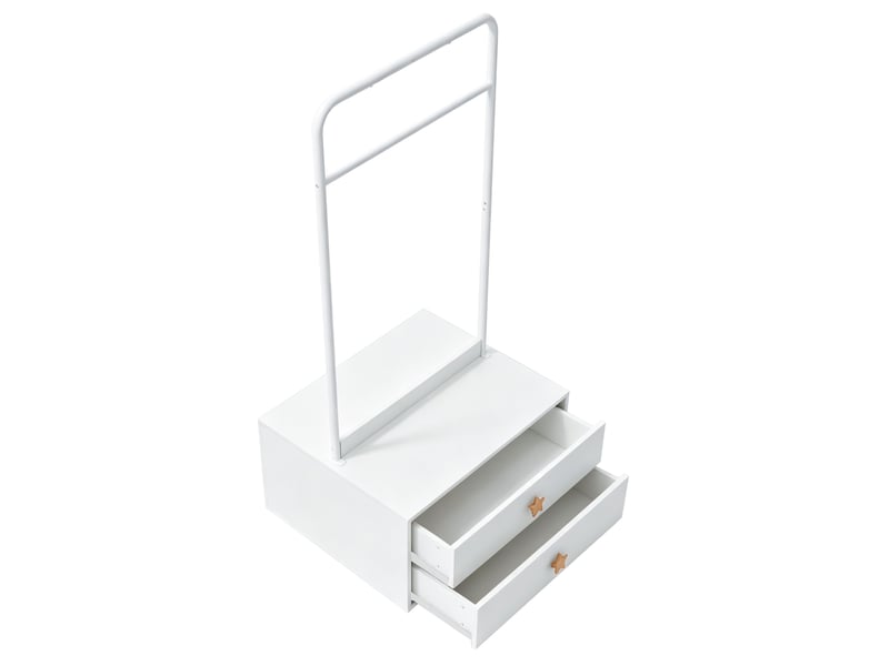  Portant à vêtements enfant tcqpz 70 x 55 x 168 cm avec tringle et 2 tiroirs blanc  - Conforama E