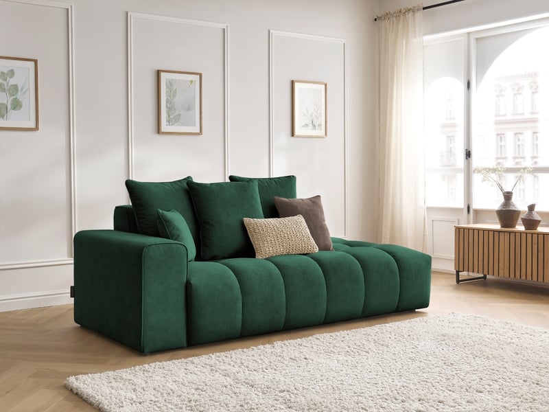  Bobochic canapé droit fixe mont-blanc velours vert  accoudoir gauche MONT-BLANC - Conforama B