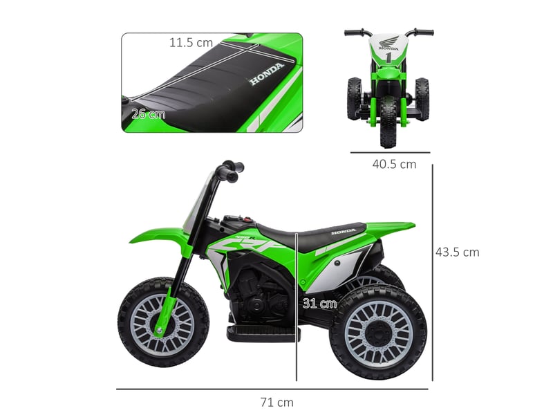  Moto électrique honda crf450rl à 3 roues sous licence pour enfants de 18 à 36 mois, verte  - Conforama E