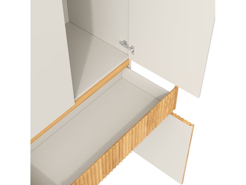  Armoire 90x50x200 cm 4 portes, 1 tiroir, mdf, gris clair et naturel  - Conforama D