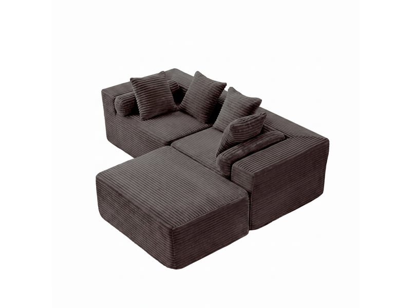  Canapé modulable, canapé de salon, en tissu chenille, noir, pour salon, mobilier pour espace de vie, chambre  - Conforama B