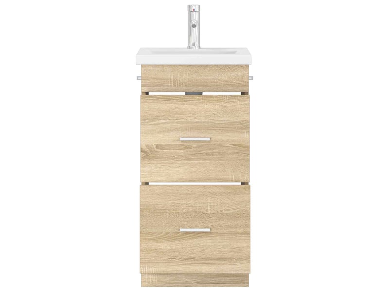 Meuble salle de bain avec évier, meuble de rangement chêne sonoma shl7970 - Conforama C