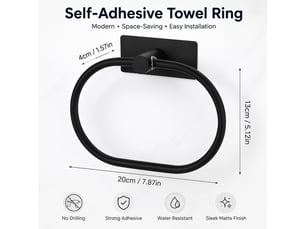Anneau de serviette en acier inoxydable, fond carré ovale sans punch, pour salle de bain