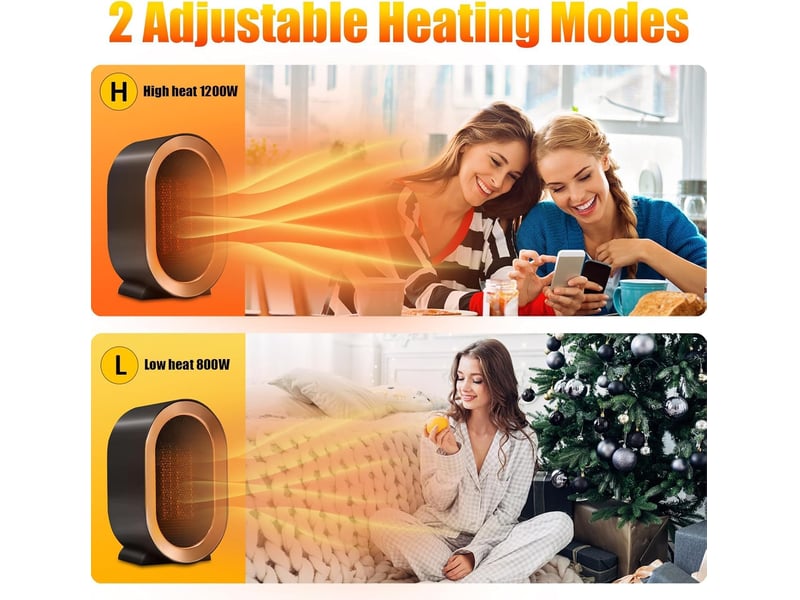  Chauffage portable, protection anti-basculement, protection contre la surchauffe, noir, 2 vitesses PPL000926TBY - Conforama D