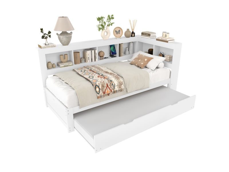  Lit gigogne 90x200cm coloris blanc mdf lit enfant blanc - Conforama A