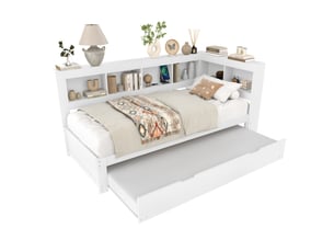 Lit gigogne 90x200 cm <strong>MERAX</strong>  <strong>lit enfant blanc</strong> coloris blanc