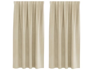 Lot de 2 rideaux, rideaux de fenêtre crème 140 x 175 cm velours cf44019