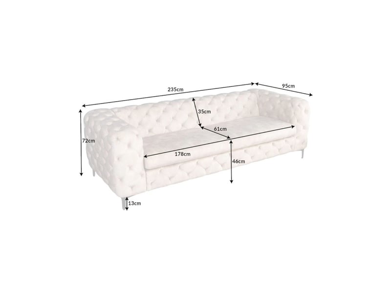  Canapé + pouf velena champagne capitonné – ensemble baroque en velours avec pieds métal noirs  - Conforama D