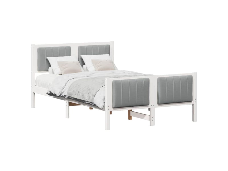  Lit double- lit adulte -  cadre de lit avec tête de lit blanc et gris clair 120 x 190 cm  - Conforama B
