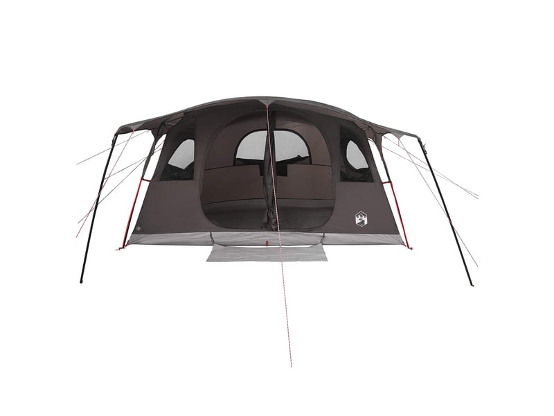 Tente tunnel, tente de camping 12 personne marron gris polyester et acier - Conforama D