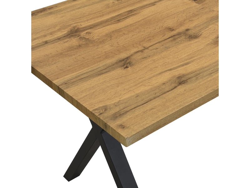  Table à manger rectangulaire en mdf chêne et métal noir 140x80x76 cm - pangivo  - Conforama D