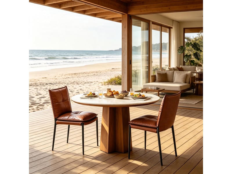  Chaises de salle à manger lot de 2 à dossier ergonomique  - pieds en métal, similicuir noir marron 48 × 55 × 87 cm  - Conforama C