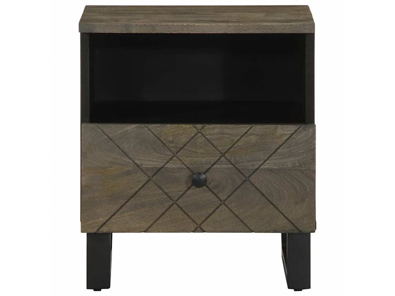  Table de chevet - cabinet de chevet - table de nuit noir 40x33x46 cm bois de manguier solide  - Conforama B