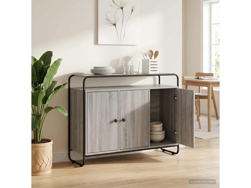 Buffet salon, buffet de rangement sonoma gris 102x35x75 cm bois d'ingénierie shl20380 - Conforama B