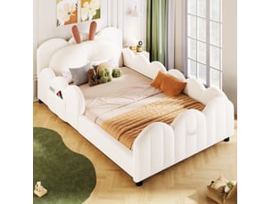 Lit simple 90x200 cm <strong>MAISENTIEL</strong>  <strong></strong> coloris beige