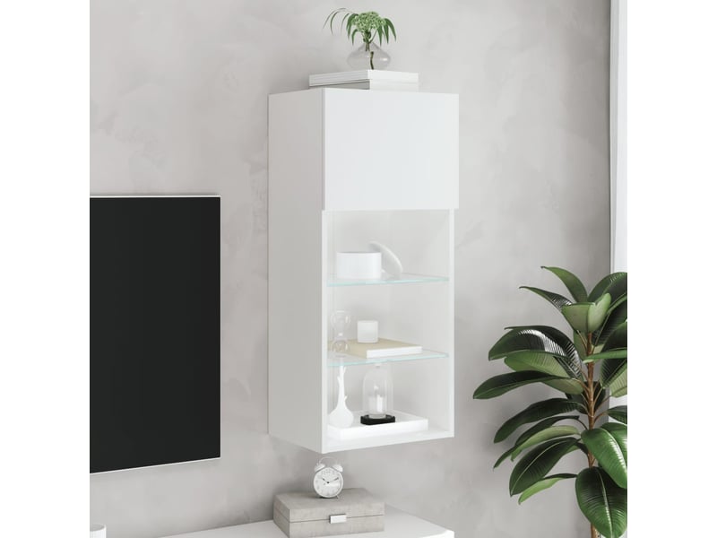  Meuble tv - banc tv - meuble de rangement avec lumières led blanc 40,5x30x90 cm  - Conforama D
