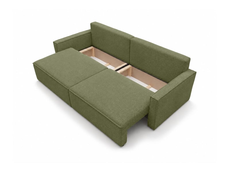 Farah - canapé droit 3 places convertible accoudoirs slim en tissu bouclettes texturées - Conforama D