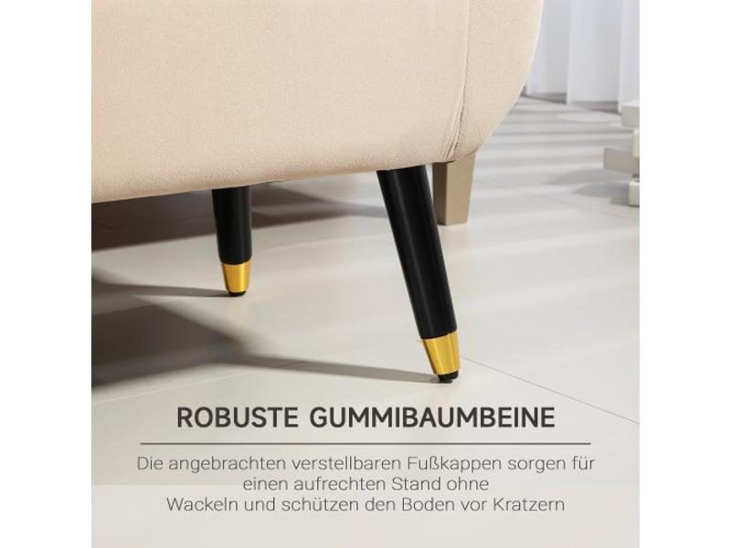  Banc coffre beige effet velours avec accoudoirs, rangement, bois d’hévéa, 107x42x65 cm  - Conforama E