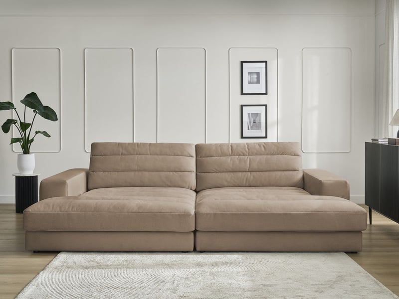  Bobochic canapé droit fixe 4 places sierra assise profonde velours taupe SIERRA - Conforama D