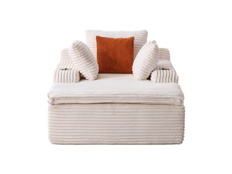  Sleeping sofa boneless floor sofa modern cloud sofa with chaise lounge, comfortable couch for living room with 3 cushions &amp; 1 blanket, no assembly required, beige  - Conforama A
